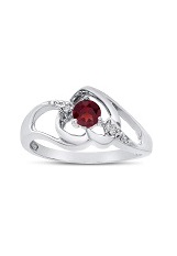 catchy white gold round garnet gemstone diamond heart birthstone baby ring